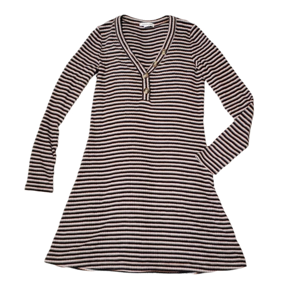 American Eagle Striped Ribbed Henley Dress
